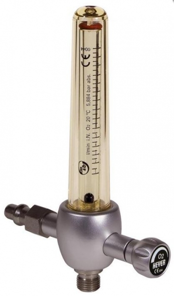 Heyer Einzel-Flowregler Sauerstoff für ZGA bis 15 l/min, stufenlos einstellbar