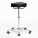 Arbeitshocker, Bezug compact schwarz, Höhenverstellung 43 - 55 cm mit Ringauslösung, ohne Fußring